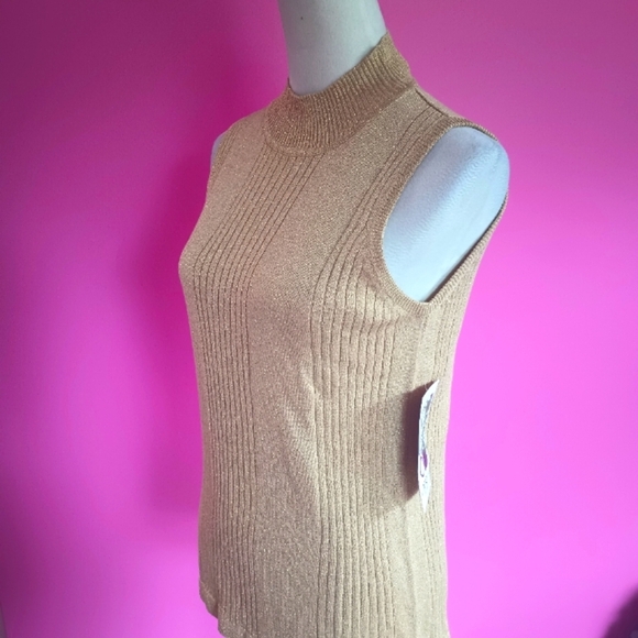 Vintage Anna Gray Metallic Gold Mock Neck Top (NWT!!) - Picture 5 of 7